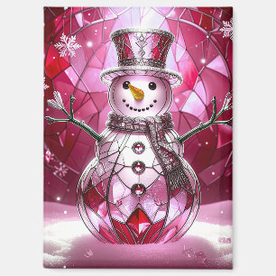 Roter Schneemann-Schneeflocken-Feiertagsmagnet Magnet