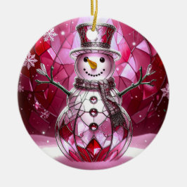Roter Schneemann-Schneeflocken-Weihnachtsbaumanhän Keramik Ornament