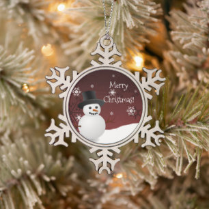 Roter Schneemann Winter Szene Snowflake Ornament