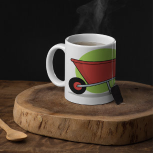 Roter Schubkarren-Gartenwagen Kaffeetasse