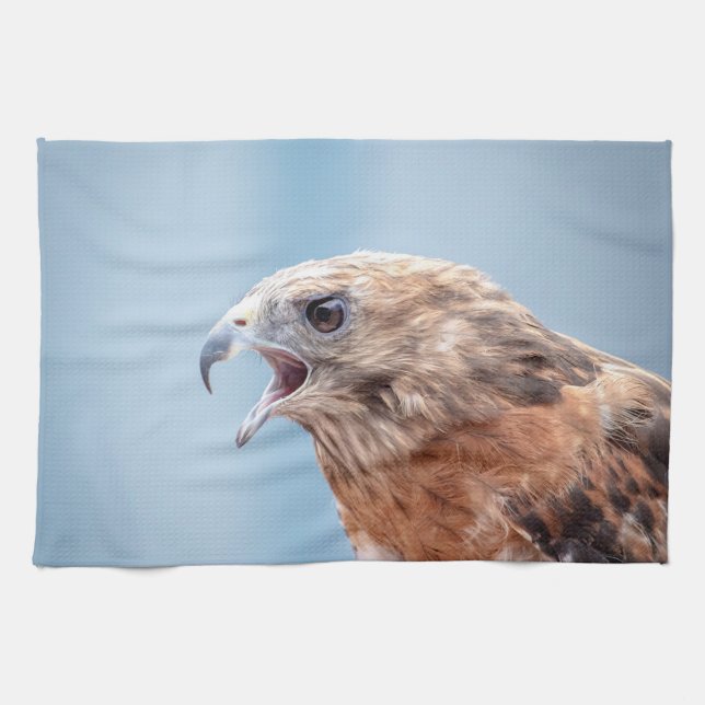 Roter Schulter-Hawk auf einem Felsen Geschirrtuch (Horizontal)