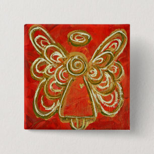 Roter Schutzengel Kunst Individuelle Feiertags But Button