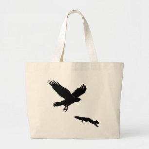 Roter Schwanz auf Eichhörnchensilouette Jumbo Stoffbeutel