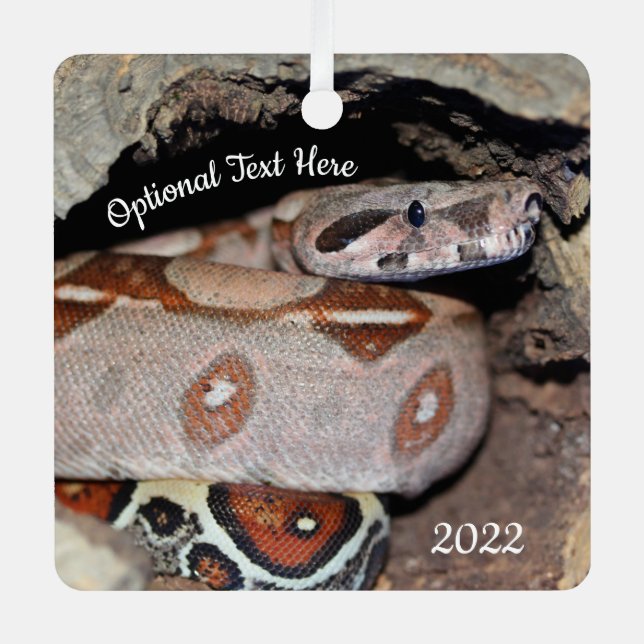 Roter Schwanz Boa Constrictor Snake Ornament Aus Metall (Vorderseite)