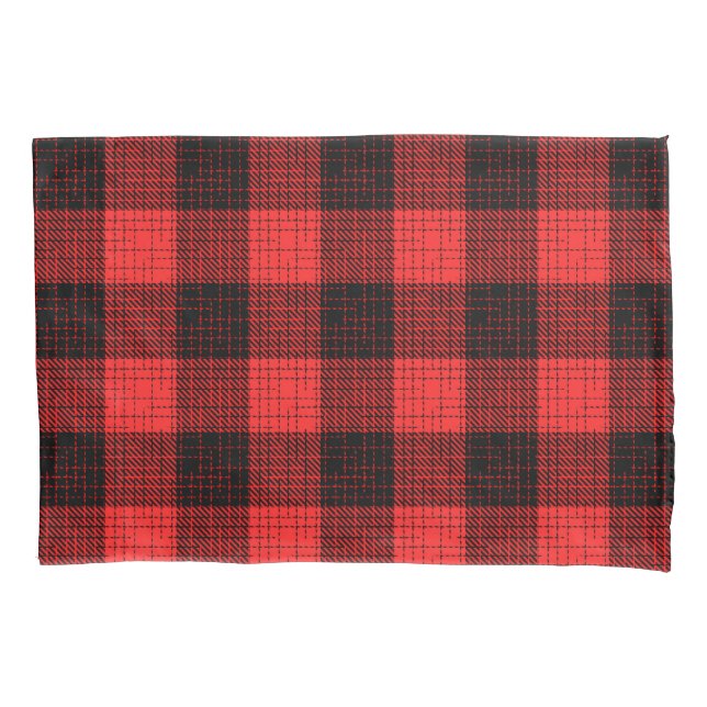 Roter Schwarz Karo Büffel Karomuster Kissenbezug (Vorderseite)