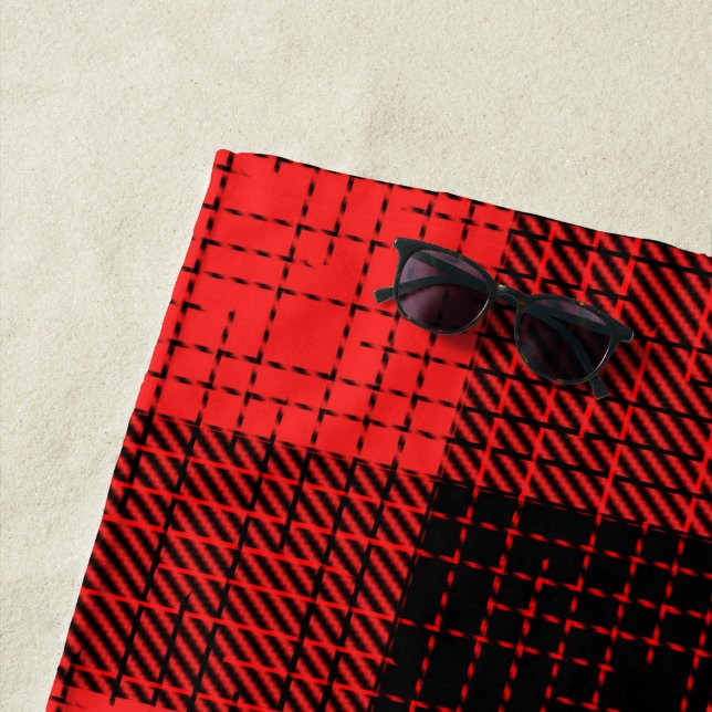 Roter Schwarz Kreuzschachttier Büffel Karo Strandtuch (Beispiel)
