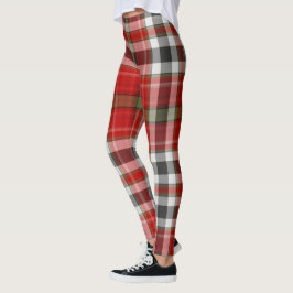 Roter Schwarz-weißer grüner riesiger Tartan Leggings