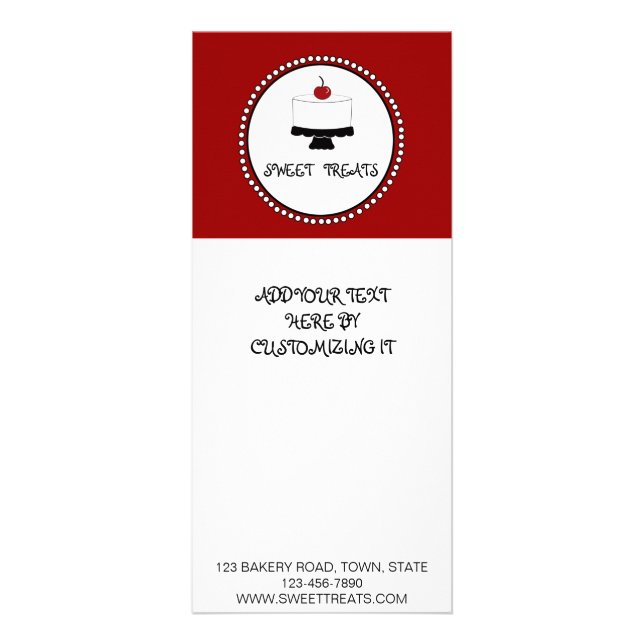 ROTER SCHWARZER BÄCKEREI-FLYER-KUCHEN WERBEKARTE (Vorne)