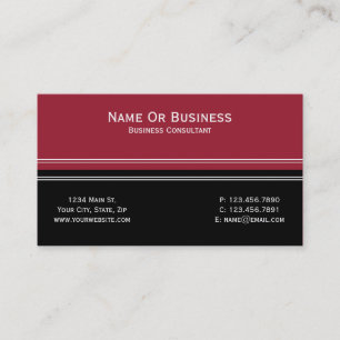 Roter schwarzer Farbbblock Bold Professional Visitenkarte