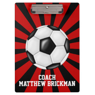 Roter schwarzer Fußballtrainer-Team-Clip-Board Klemmbrett