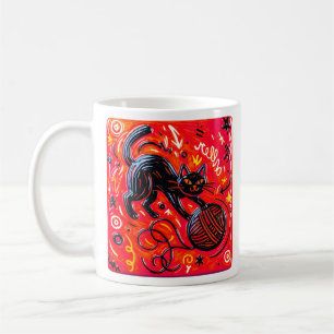 Roter schwarzer Kater Kaffeetasse