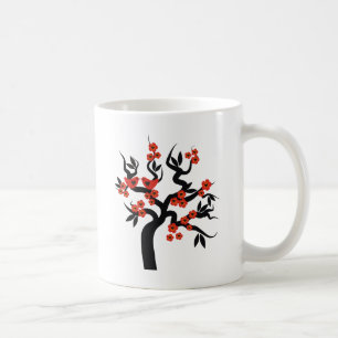 Roter Schwarzer Liebesvögel Sakura Kirschbaum & Bl Tasse