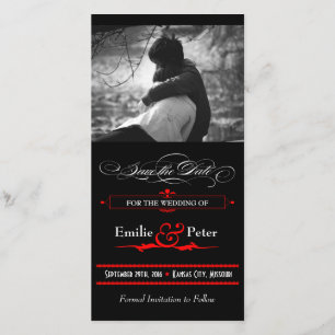 Roter & schwarzer Poster-Stil Save-the-Date-Kalend Save The Date