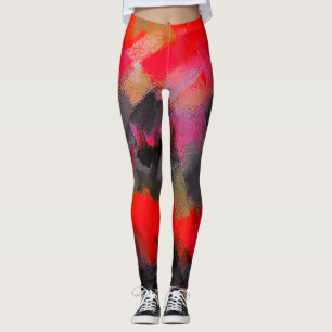 Roter schwarzer rosa Farben-Spritzer Leggings
