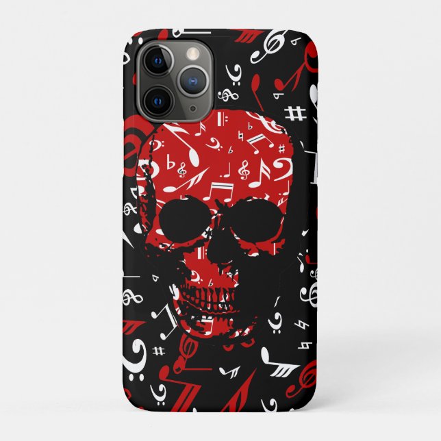 Roter schwarzer Schädel der musikalischen Case-Mate iPhone Hülle (Rückseite)