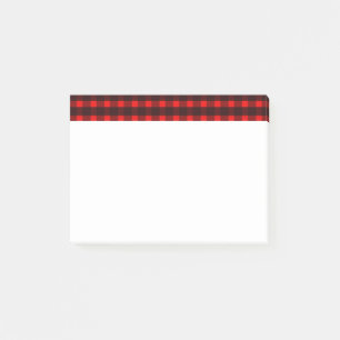 Roter schwarzer Tartan-kariertes Muster Post-it Klebezettel