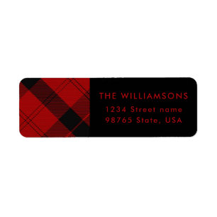 Roter schwarzer Tartan-Weihnachtsbrauch Adresse