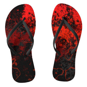 Roter, schwarzer und grauer Marmor abstrakt Flip Flops