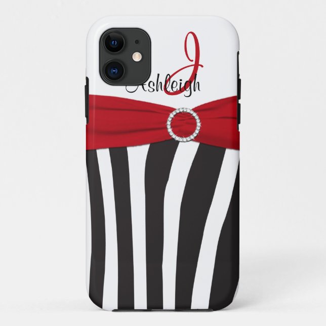 Roter, schwarzer, weißer Zebra Striped iPhone 5 Case-Mate iPhone Hülle (Rückseite)