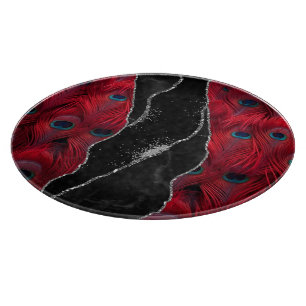 Roter Schwarzpfau Marmor Achat Glam Schneidebrett