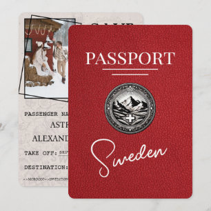 Roter Schweden Reisepass Save The Date
