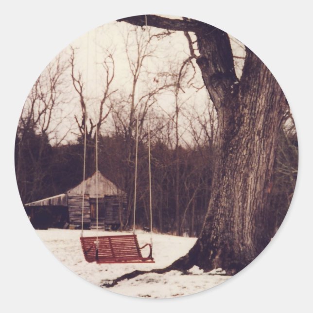 Roter Schwung Runder Aufkleber (Vorderseite)