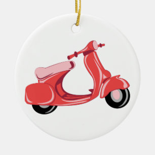 Roter Scooter Keramik Ornament