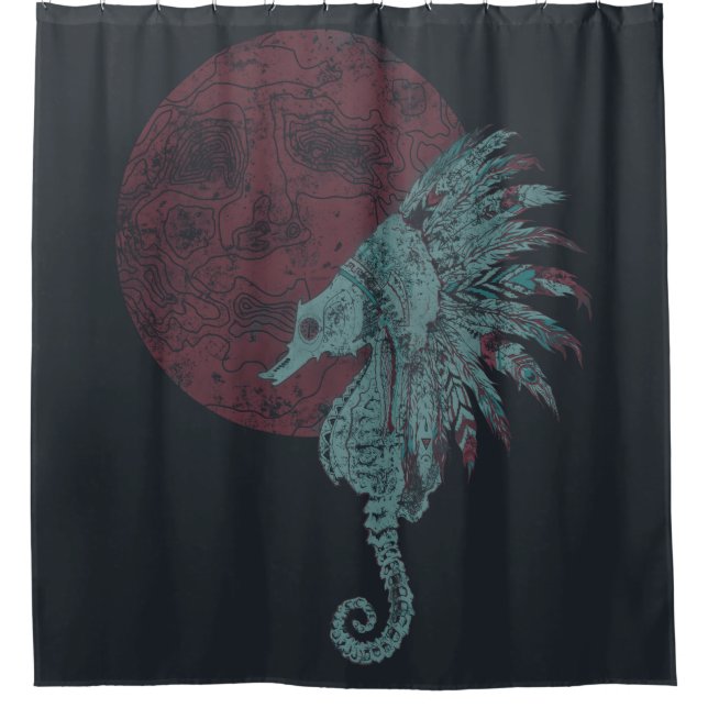 Roter Seepferd Duschvorhang (Vorderseite)