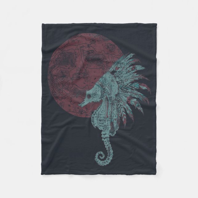 Roter Seepferd Fleecedecke (Vorderseite)