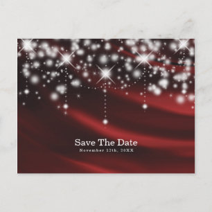 Roter Seide & Glamour Funkeln Save-the-Date-Event Ankündigungspostkarte