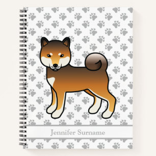 Roter Sesam-Shiba-Inu-Cartoon-Hund & Benutzerdefin Notizbuch