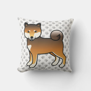 Roter Sesam-Shiba-Inu-Cartoon-Hund & Pfoten Kissen