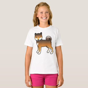 Roter Sesam-Shiba-Inu-Süßer-Cartoon-Hund T-Shirt