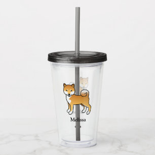 Roter Shiba Inu Süßer Cartoon-Hund & Benutzerdefin Acryltrinkbecher