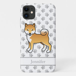 Roter Shiba Inu Süßer Cartoon-Hund & Name Case-Mate iPhone Hülle
