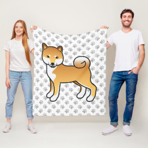 Roter Shiba Inu Süßer Cartoon-Hund und Pfoten Fleecedecke