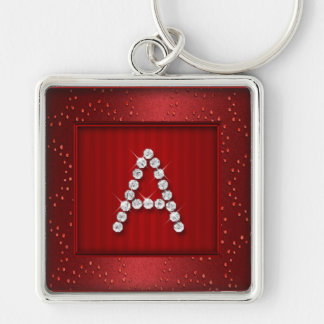 Roter Shimmer und Sparkeil mit Monogramm Schlüsselanhänger