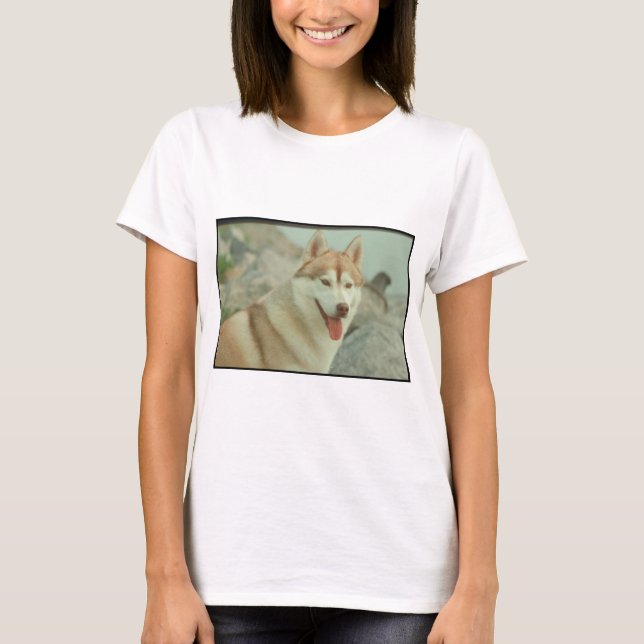 Roter sibirischer Husky T-Shirt (Vorderseite)