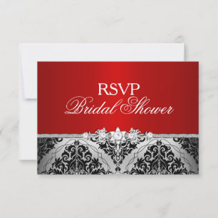 Roter Silber-Damask & Juwel-Brautjungfer-Party RSV RSVP Karte