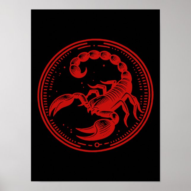 Roter Skorpion Astrologie Zodiac Sign Skorpio Poster (Vorne)