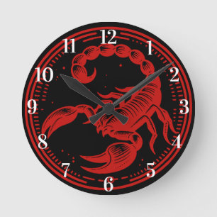 Roter Skorpion Astrologie Zodiac Sign Skorpio Runde Wanduhr