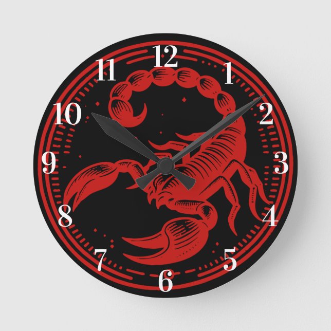 Roter Skorpion Astrologie Zodiac Sign Skorpio Runde Wanduhr (Vorderseite)