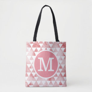 Roter Smokey-Marmor Karierte Dreiecke Monogramm