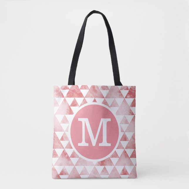 Roter Smokey-Marmor Karierte Dreiecke Monogramm (Vorderseite)