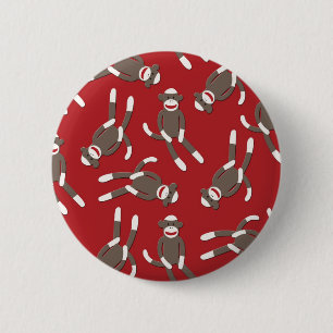 Roter Socken-Affe-Druck Button