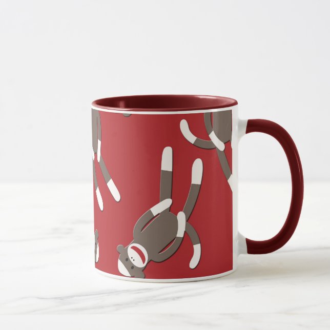 Roter Socken-Affe-Druck Tasse (Rechts)