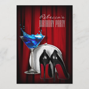 roter Solo Stiletto Mädchen Martini Cocktailparty Einladung