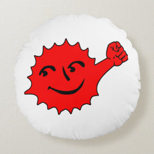 Roter Sonnen-Cheermascot Rundes Kissen
