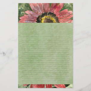 Roter Sonnenblumewatercolor-personalisiertes Briefpapier