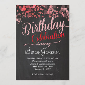 Roter Sparkle Glitzer Rosa Geburtstag Einladung